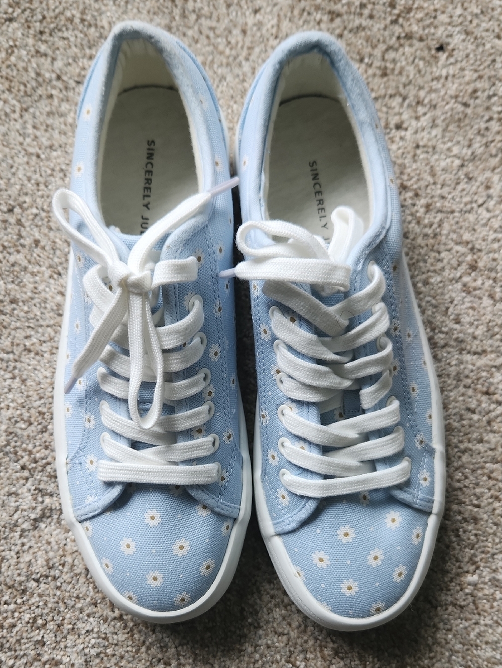 Sincerely Jules Light Blue Daisy Canvas Sneakers